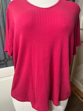 Classic Elements Red Ribbed Knit Top Size 20/22W Plus Size
